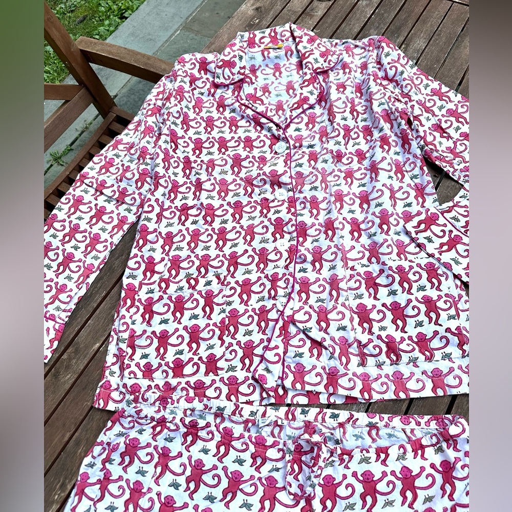 Roberta Roller Rabbit Womens Large Monkey Pajama Set  worn once
